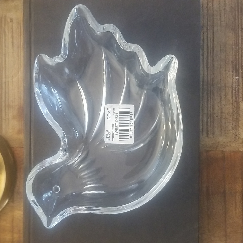 Vintage MIKASA Crystal Dove Bird Shaped Sweet Dish or Trinket Dish